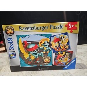 Ravensburger Puzzle Treasure X Childrens KIds 3 x 49 Piece Puzzles Skull Pirates